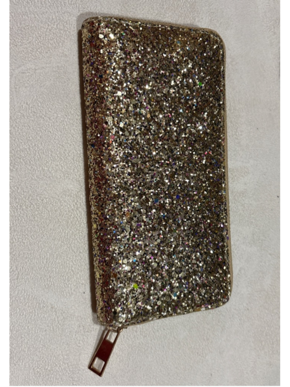 Women's Unbranded Gold Glitter Zip Wallet One Size - Picture 2 of 5